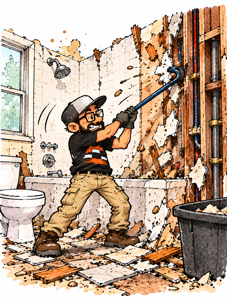 Old bathroom ready for demolition in Allentown, PA